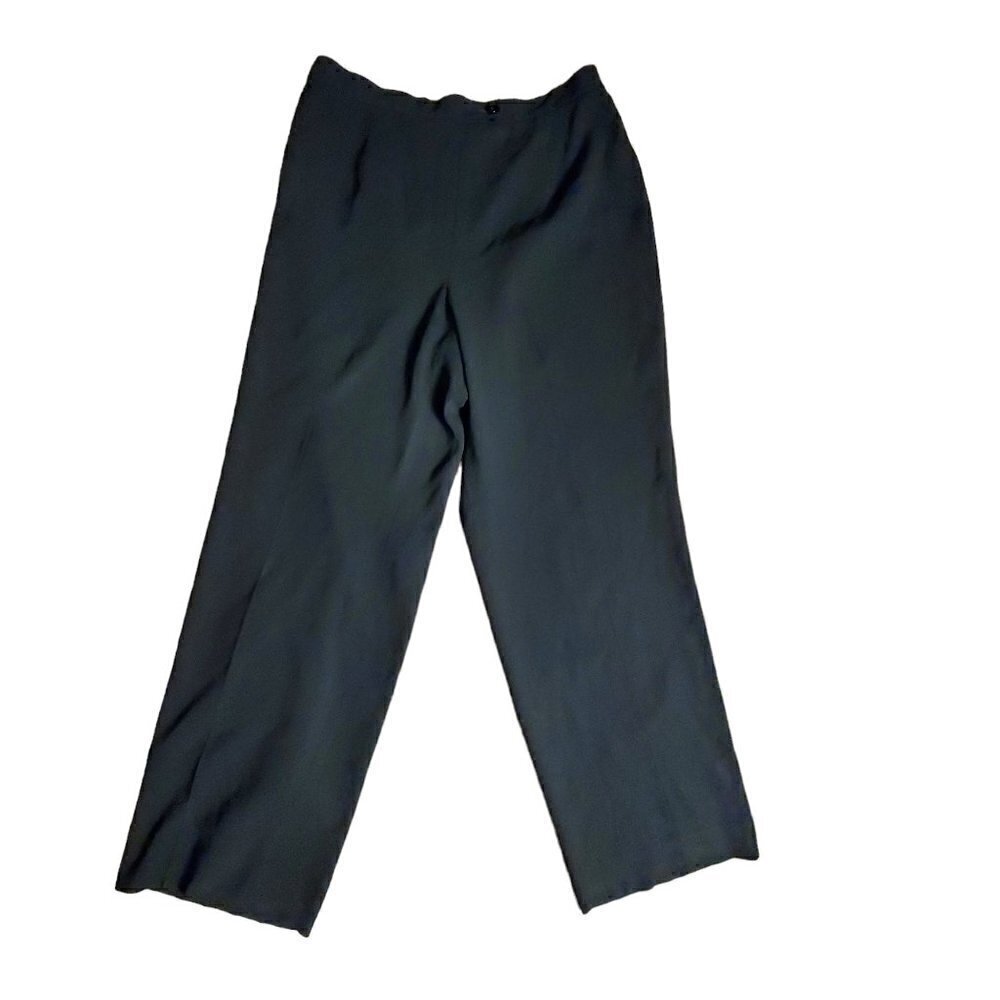 Talbots Petites Womens Black Stretch Flat Front Dress Pants Size 12 (30x26)